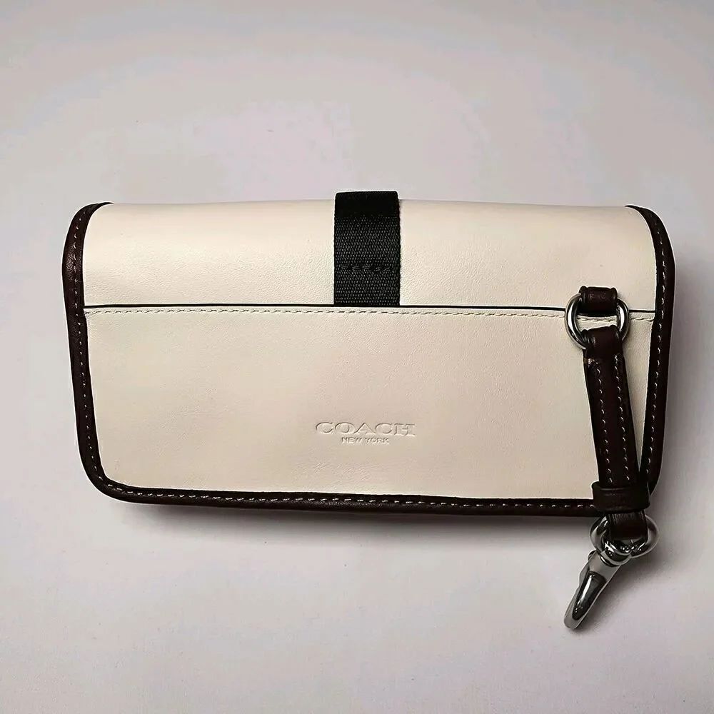 NWT Coach CU238 Leather Racer Pouch In Chalk Maple - Picture 3 of 6